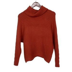Philosophy Burnt Orange Wide Ribbed Dolman Sleeve Cowl Neck Stretchy Sweater XS